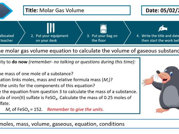 Use of amount of substance in relation to volumes of gases (Molar Gas Volume) GCSE Chemistry Higher