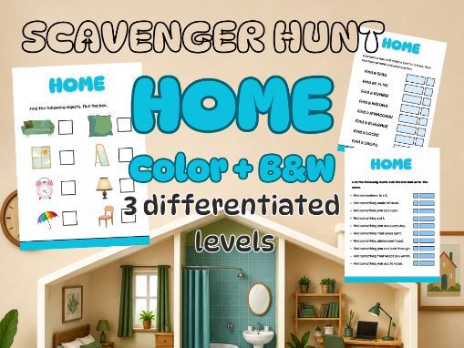 Home Scavenger Hunt | ESL Vocabulary Activity | 3 Levels | Print & Go