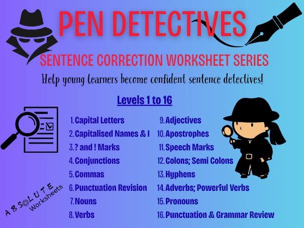KS2 – Commas Sentence Correction/Structure Worksheets SPAG Pen Detectives Level 5
