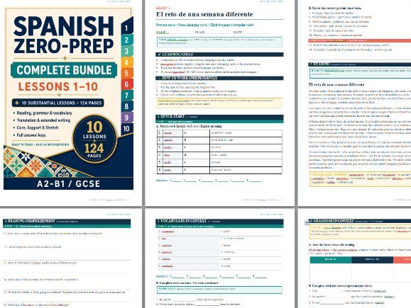 GCSE Spanish Zero-Prep _10 Complete Lessons_ Grammar, Reading & Writing_Bundle 1