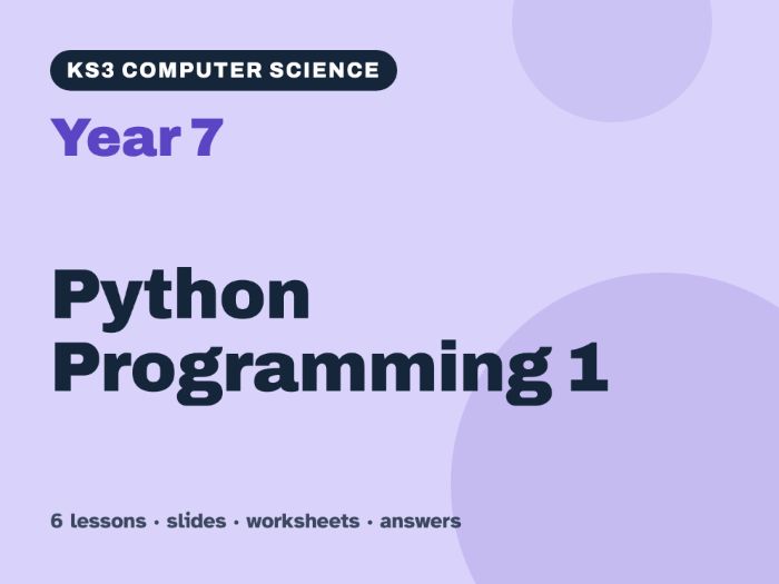 KS3 Computer Science Year 7: Python Programming 1 – 6 lessons
