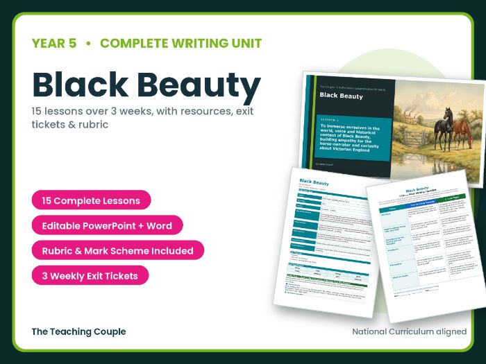 Black Beauty | Year 5 English Unit | 15 Complete Lessons + Resources + Mark Scheme