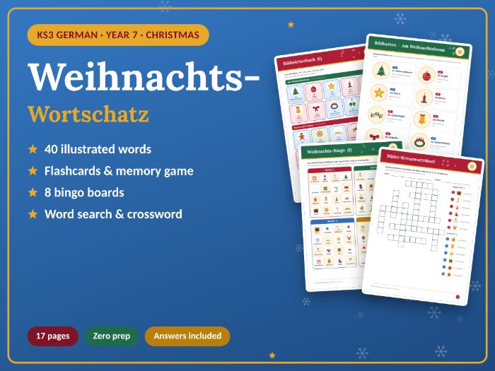 A1/A2 | KS3 German Christmas Vocabulary & Games