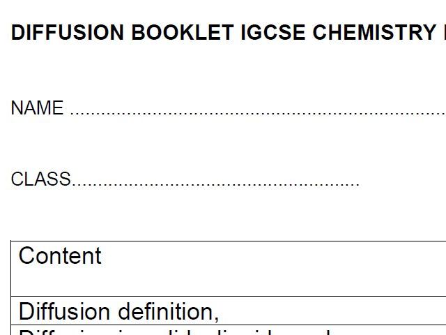 Diffusion  Booklet IGCSE Chemistry Edexcel {9-1}