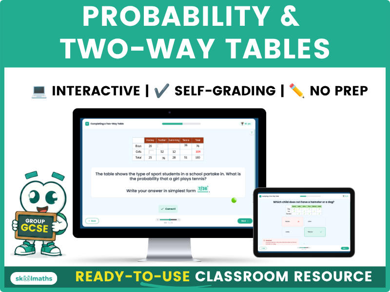 Probability Two Way Tables Interactive
