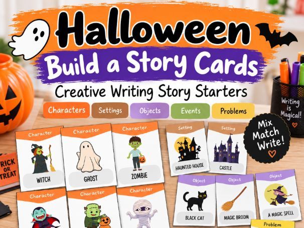 Halloween Build a Story Cards | Creative Writing Story Starters & Writing Prompts