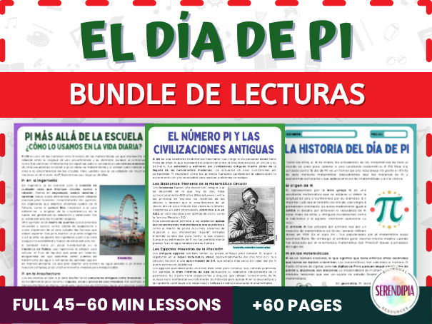 Pi Day and pi Number Reading Passages and Comprehension Activities in Spanish B2-C1-C2 Level | BUNDLE