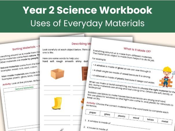 Year 2 Science Workbook | Uses of Everyday Materials | Printable Worksheets