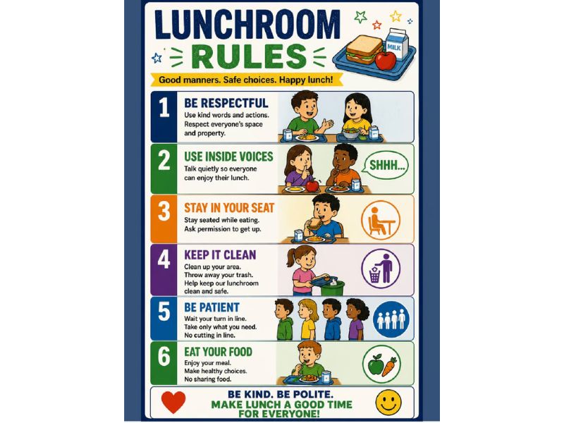 School Cafeteria Rules 18"x24" Poster