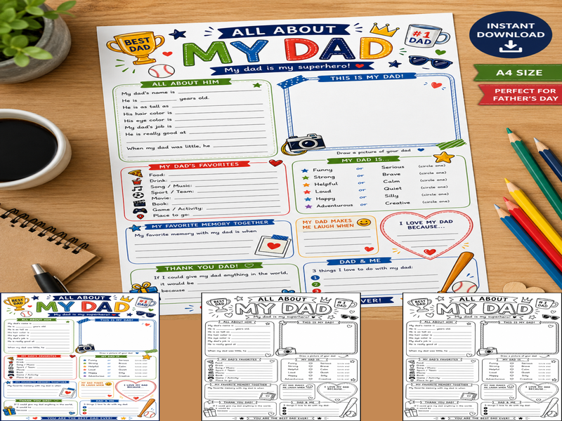 All About My Dad Father's Day Printable