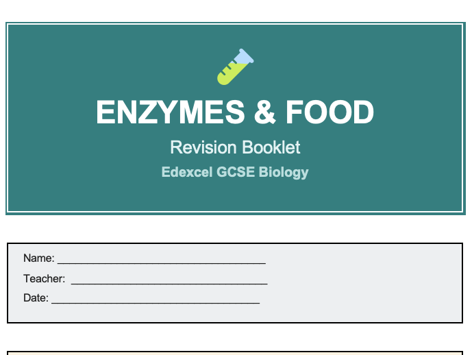 GCSE Enzymes & Food Revision Booklet (Edexcel GCSE Biology)