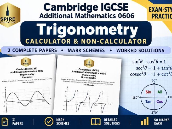 Cambridge IGCSE Additional Maths 0606: Trigonometry Exam Practice, Solutions and Mark Schemes