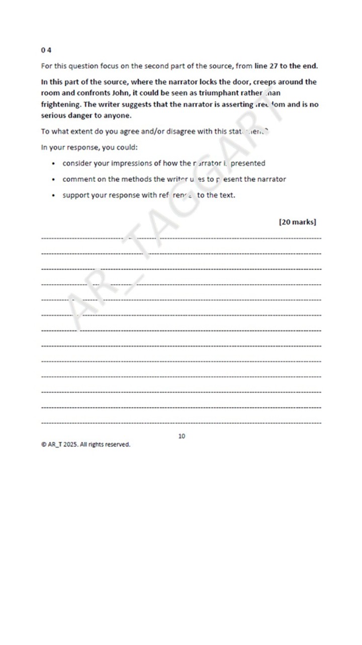 One AQA GCSE English Language Paper 1 Mock | Q4 Plan - (Gil-iv ...