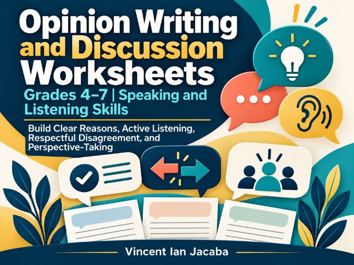 Opinion Writing & Speaking and Listening Worksheets | Grades 4–7 | Discussion Skills