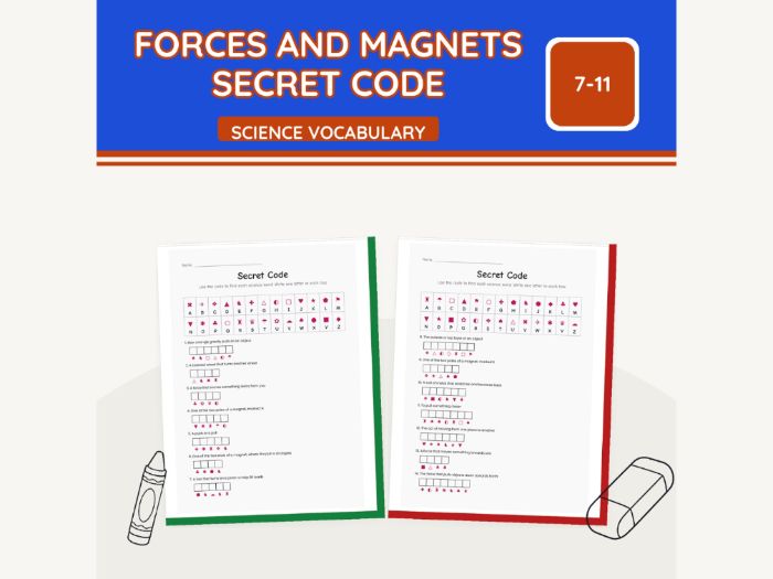 Forces and Magnets Secret Code KS2 | 7 Sheets