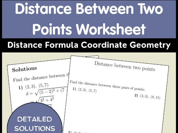Distance Between Two Points Worksheet | Distance Formula Coordinate Geometry