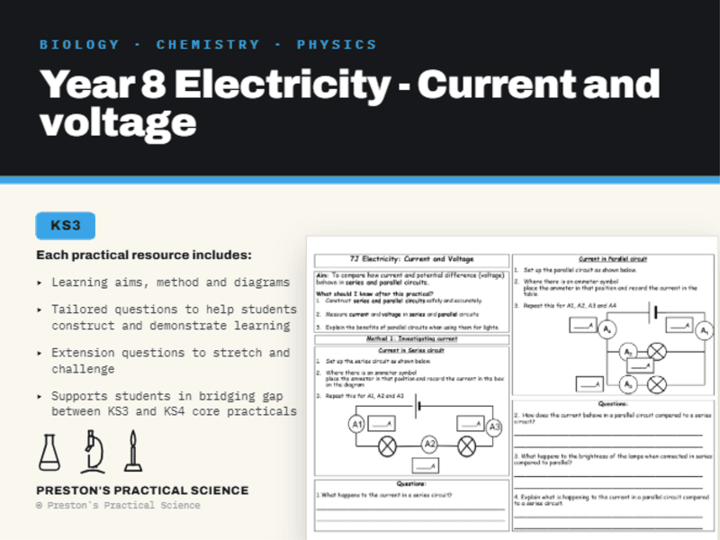 KS3 Year 8 Practical Exploring Science: Current and Voltage