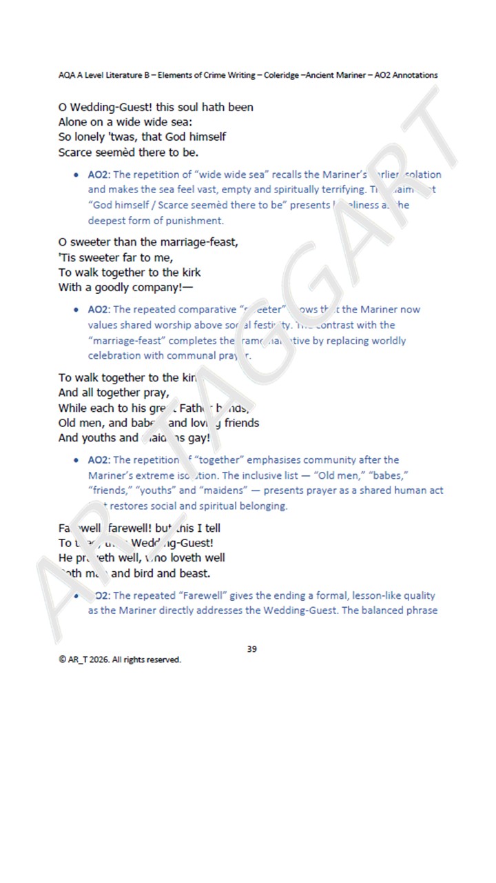 COLERIDGE – Ancient Mariner | AO2 Annotated | Elements of Crime | Lit B ...