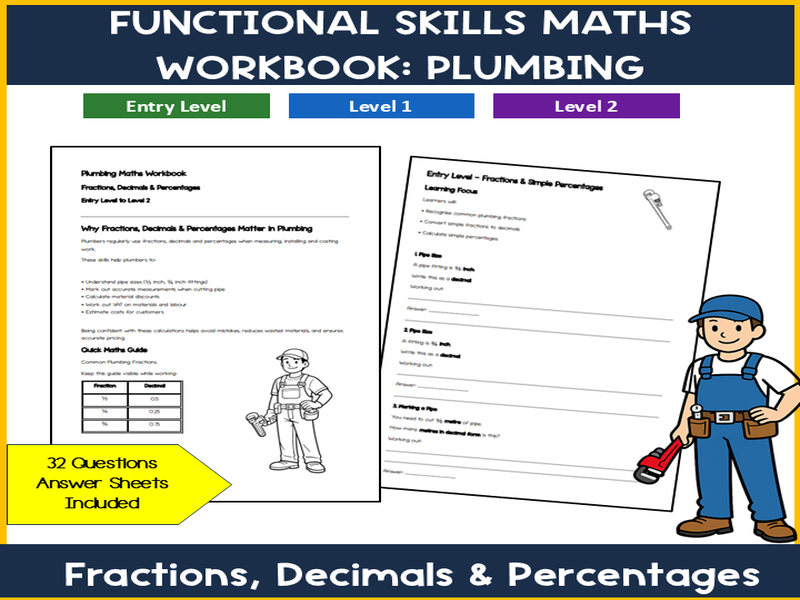 Functional Skills Maths for Plumbing | Fractions, Decimals & Percentages | Entry Level–Level 2