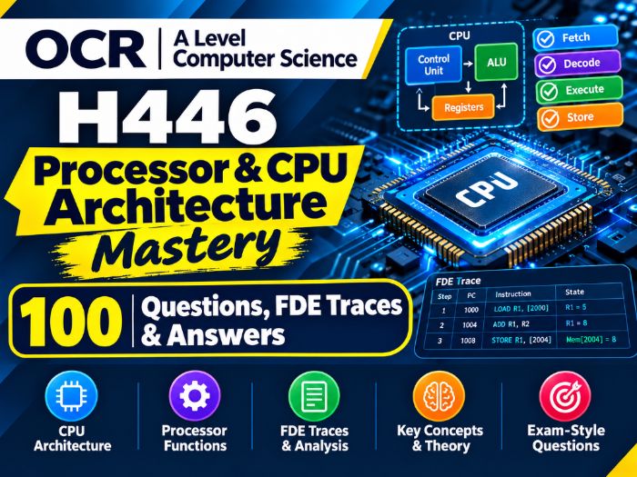 OCR A-Level CS H446 | Processor & CPU Architecture Mastery | 100 Questions, FDE Traces & Answers