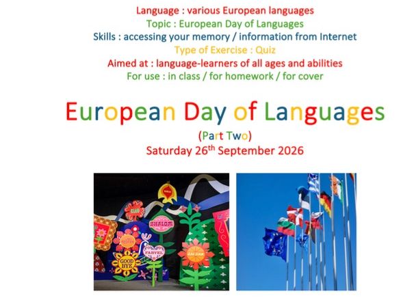 EDL 2026, European day of Languages, Quiz, multiple-choice, 25 questions, fun, answers provided.