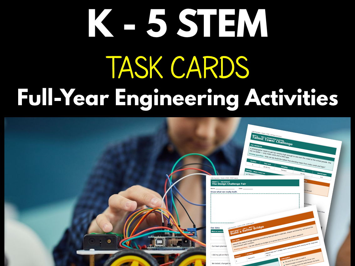 K - 5 STEM Task Cards Bundle | Full-Year Engineering Activities