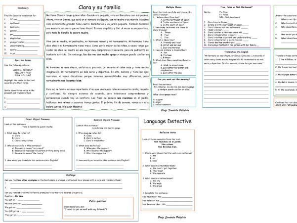Clara y su familia - GCSE - Theme 1 - Identity and relationships with others.