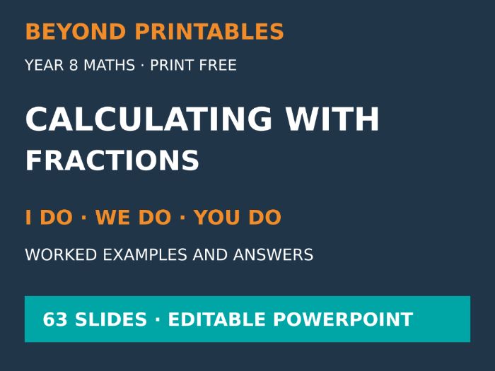 Calculating with Fractions | I Do, We Do, You Do | Year 8 Maths | Print Free