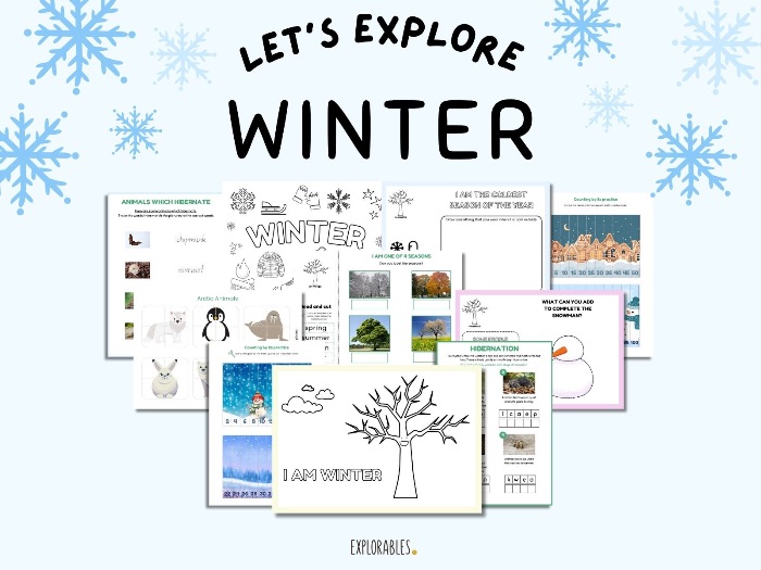 Let's Explore Winter Activity Pack Worksheets for Children Preschool Primary Kindergarten Pre-k