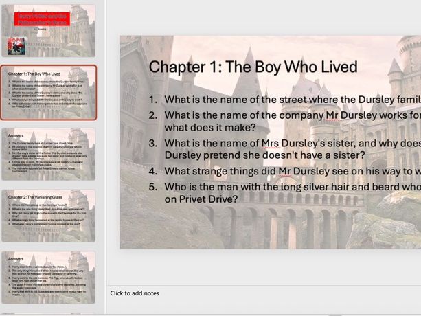 Harry Potter and the Philosopher’s Stone Comprehension Questions
