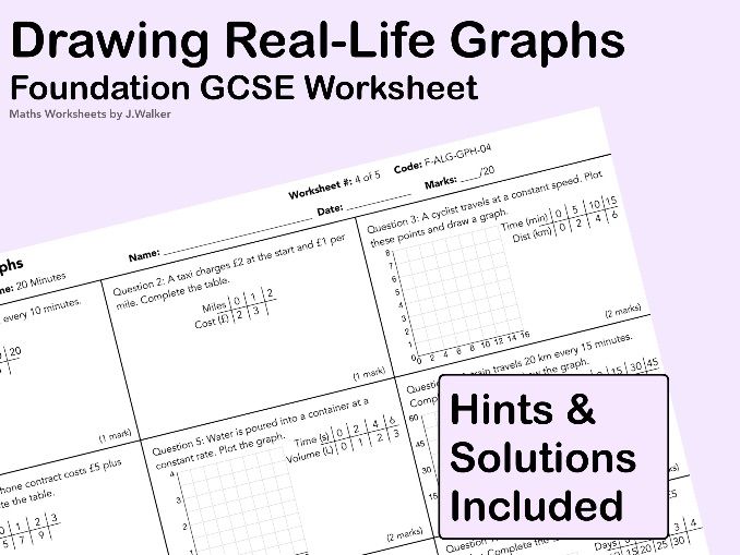 GCSE Maths Worksheet: Drawing Real-Life Graphs - Foundation Tier