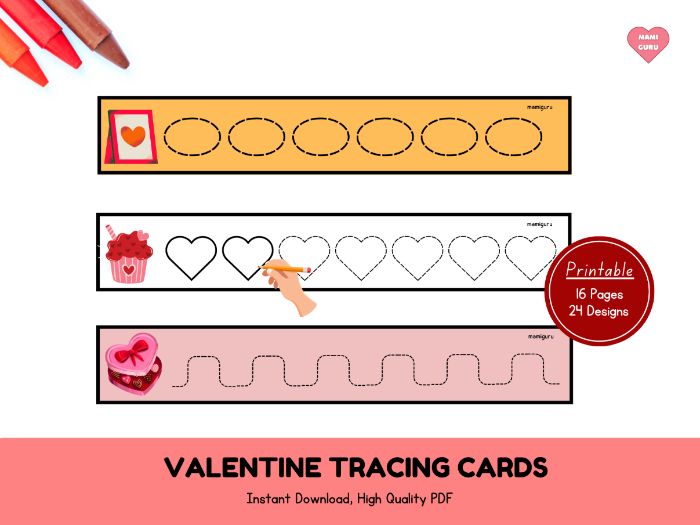 Valentine Tracing Cards for Preschool