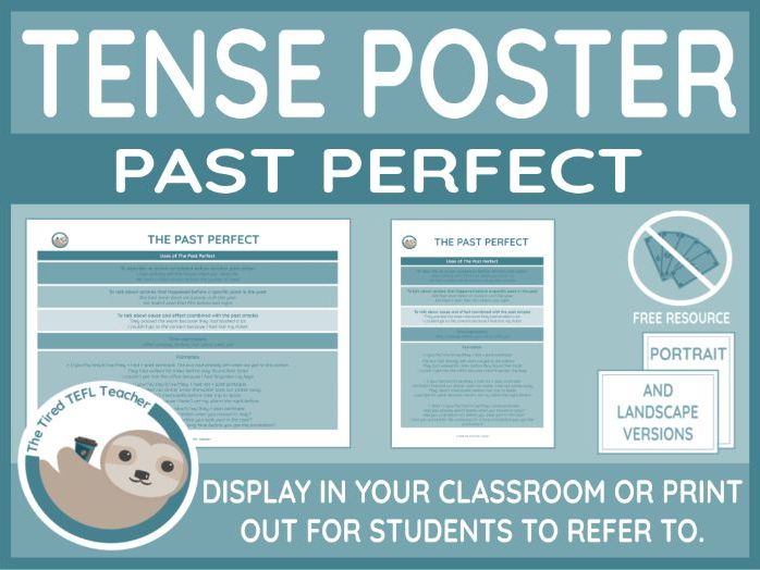 ESL Tense Poster - The Past Perfect