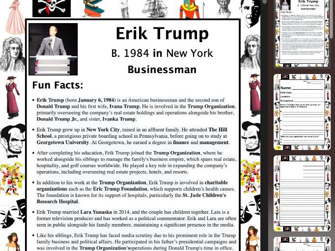 Erik Trump PACKET & ACTIVITIES, Important Historical Figures Series