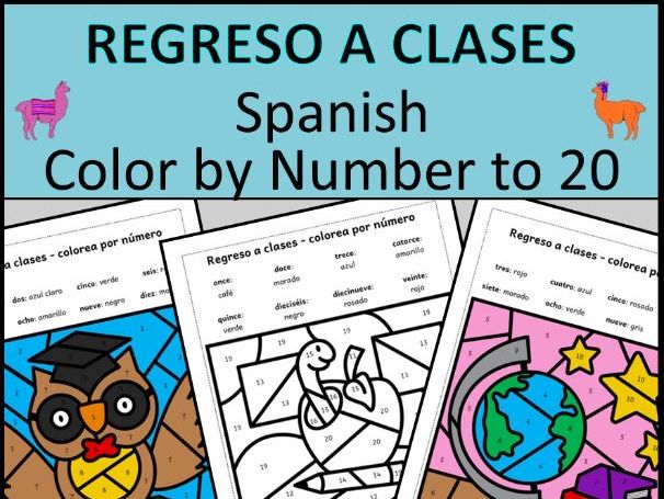 Spanish Regreso a Clases Colorea por Número Back to school Color by Number