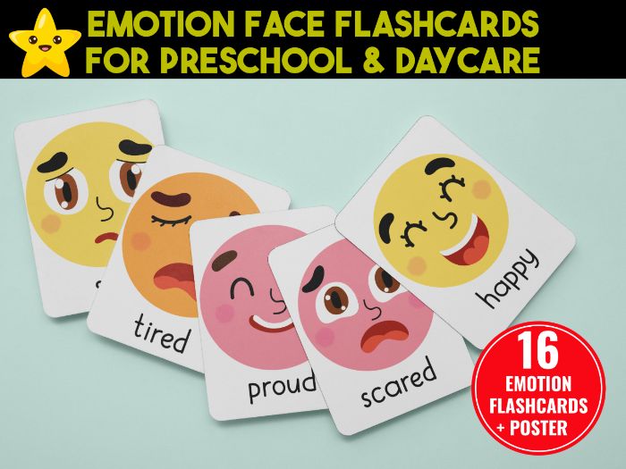 Printable Emotions Flashcards Preschool/Daycare, Feelings Flashcards For Toddler