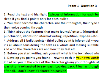 Cambridge 2020 IGCSE 0500 English, Paper 1,Question 3, 7 text types,