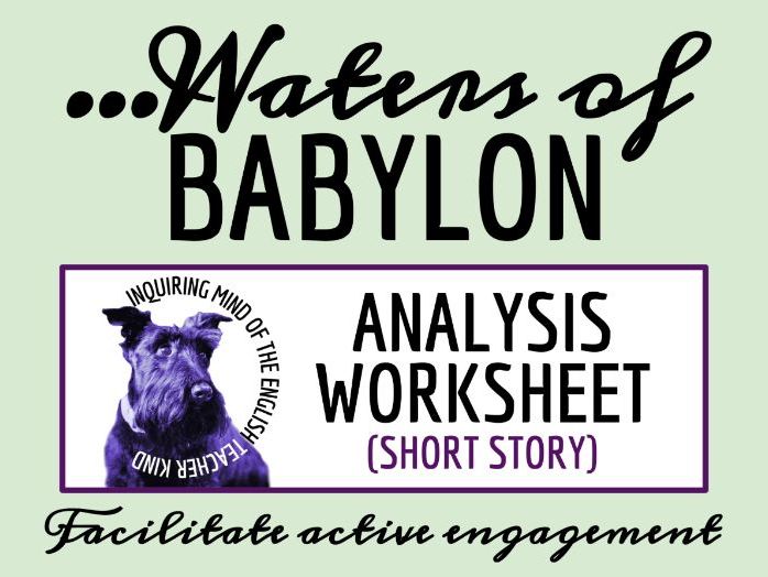 "By the Waters of Babylon" Close Reading Analysis Worksheet | Dystopian Fiction