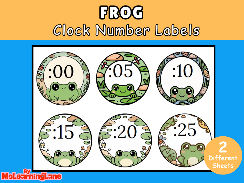 Frog Clock Cover | Pond-Themed Printable Classroom Decor for Telling Time