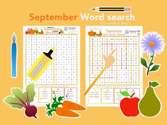 Wordsearch - September, x15 words to find