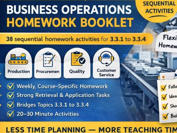AQA GCSE Business Operations Homework Activities for Topic 3.3 (Full Year)