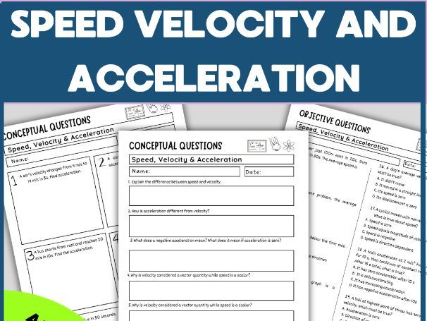 Speed, Velocity & Acceleration Worksheets
