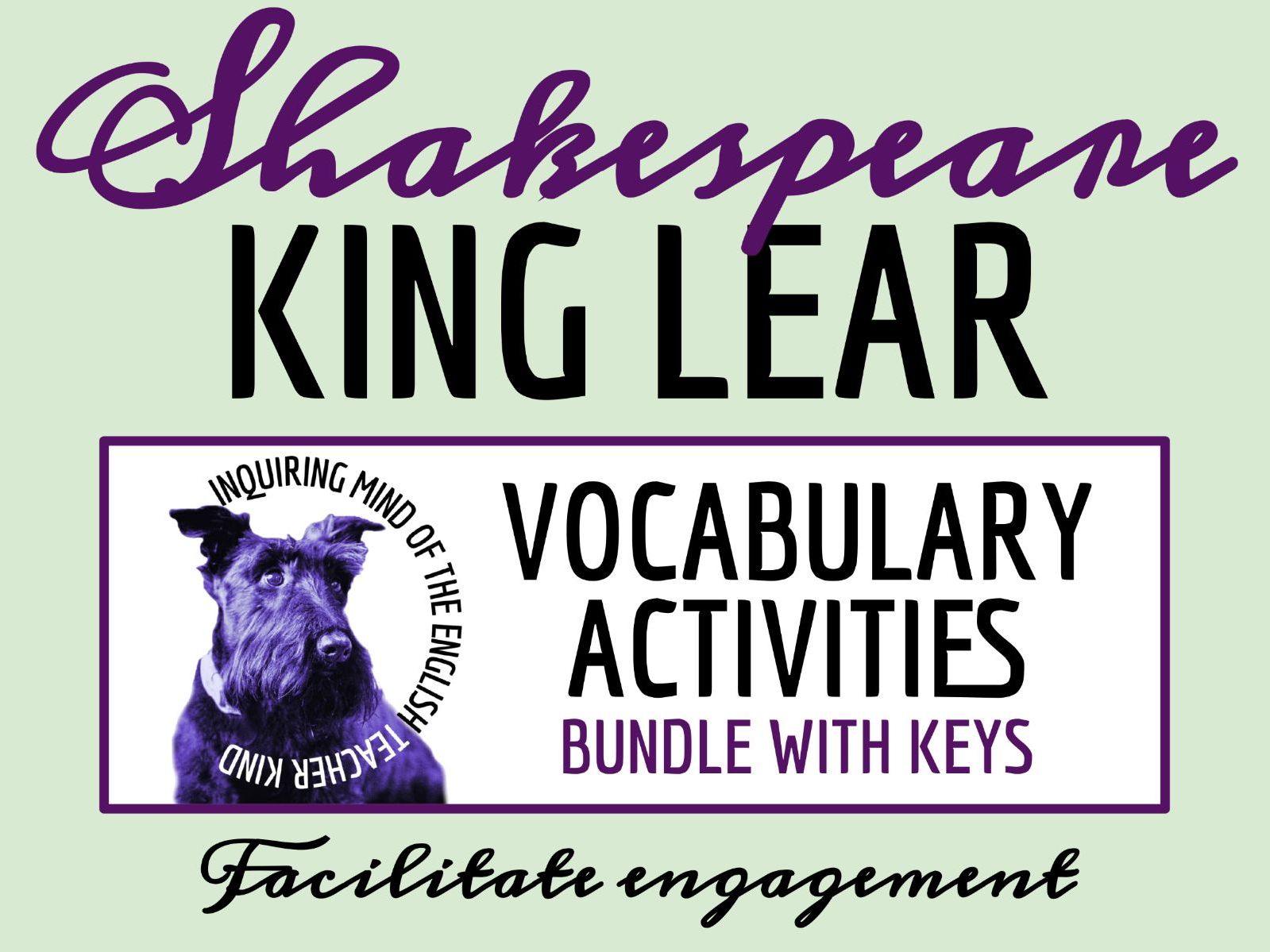 Shakespeare's King Lear Vocabulary Activities | Crossword Puzzles | Word Searches | Worksheets