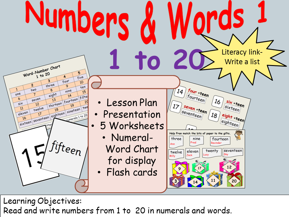 Numbers Number Words 1 Presentation Lesson Plan Worksheets And 