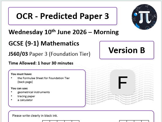 OCR Maths - Predicted Paper 3 (F) - 2026 (Version B)