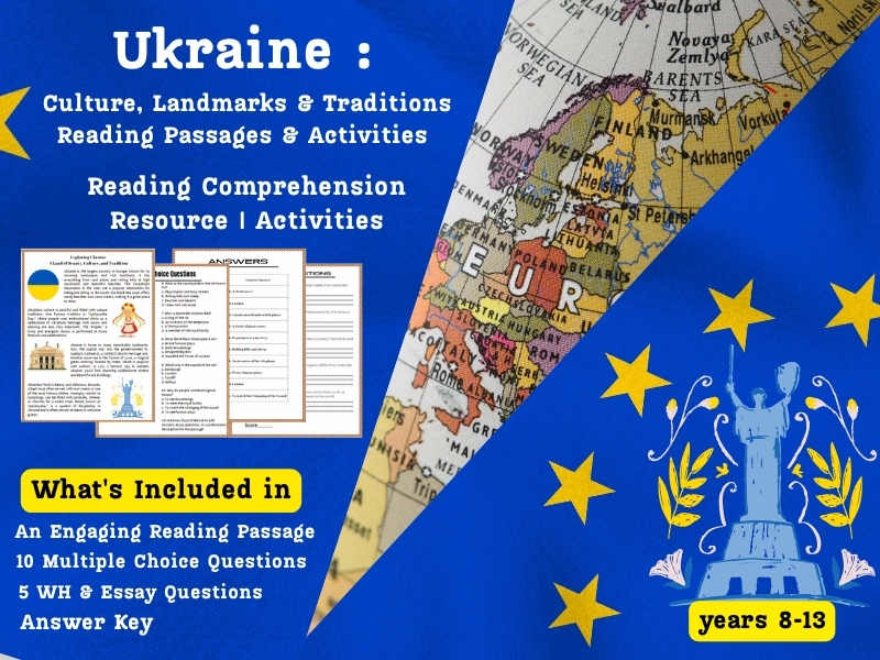 Ukraine Reading Comprehension Pack: Culture, Landmarks & Traditions – Reading Passages & Activities