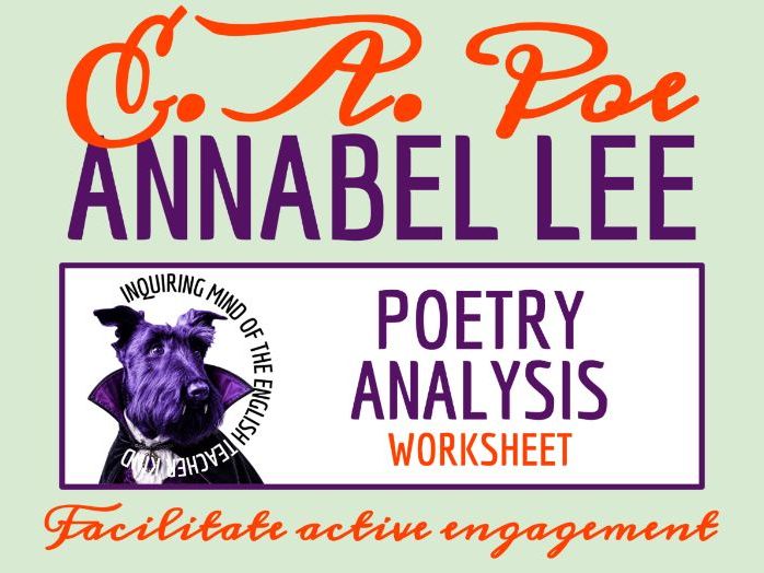 "Annabel Lee" by Edgar Allan Poe Analysis Worksheet | Gothic Romance Poem Activity