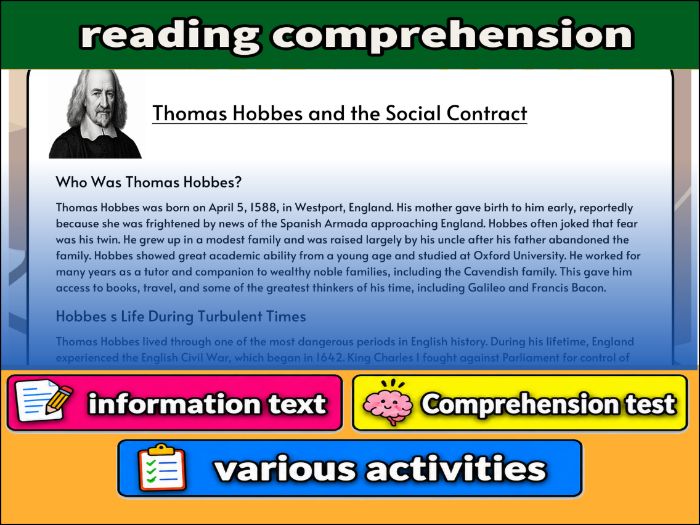 Thomas Hobbes and the Social Contract- Reading Comprehension, Worksheet & Activities