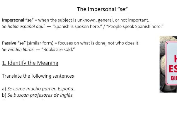 Spanish: The Impersonal Se
