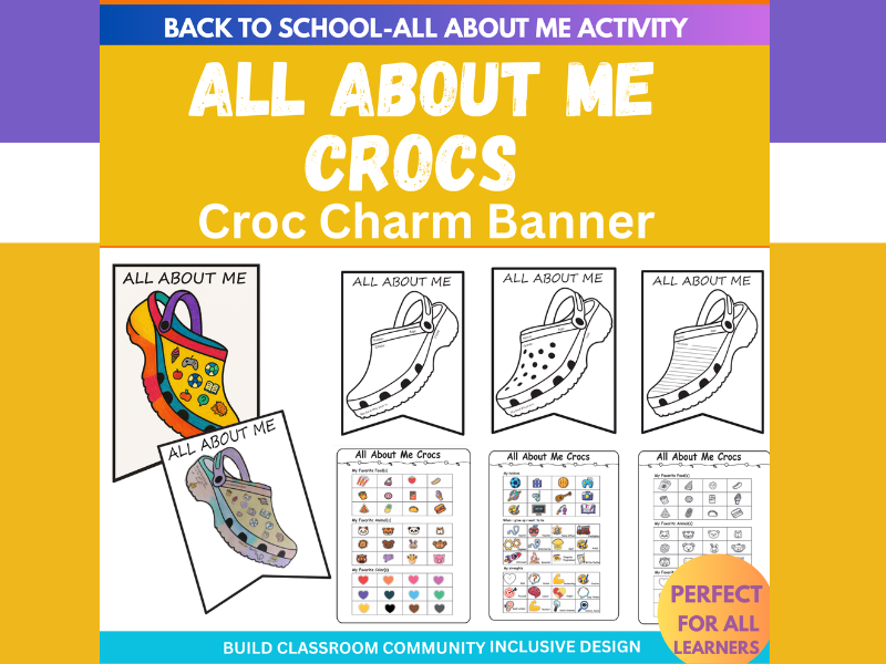 Back to School "All About Me" Crocs Charm Banner | Fun Icebreaker Activity for Primary Classrooms